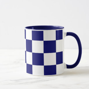 Chequered Navy and White Mug