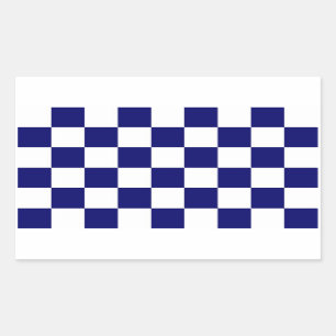 Chequered Navy and White Rectangular Sticker