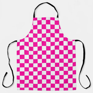 Chequered Neon Pink and White  Apron