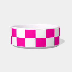 Chequered Neon Pink and White  Bowl