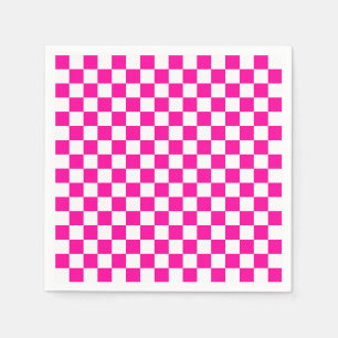 Chequered Neon Pink and White Napkin