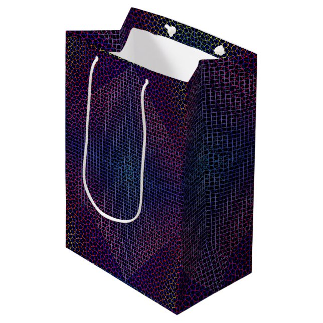 Chequered Net pattern 01 Black BG Medium Gift Bag (Front Angled)