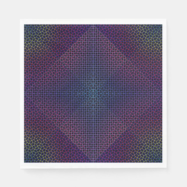 Chequered Net pattern 01 Black BG Napkin (Front)
