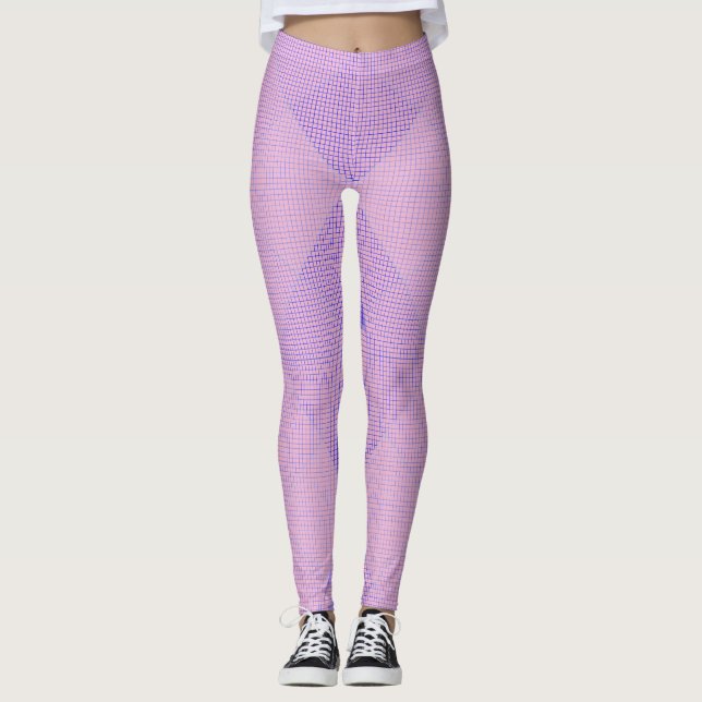 Chequered Net pattern 02 LPink BG Leggings (Front)