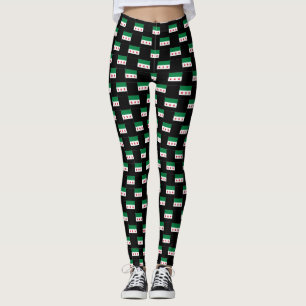 Chequered New Syria Flag Pattern Leggings