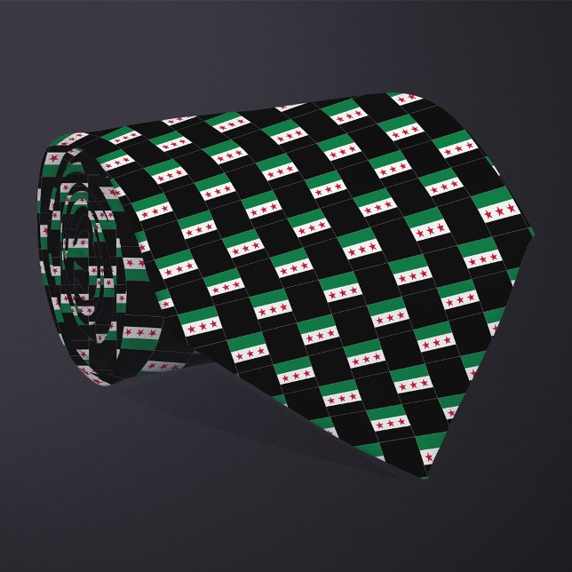 Chequered New Syria Flag Pattern  Tie (Creator Uploaded)