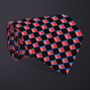 Chequered North Korea Flag Pattern  Tie