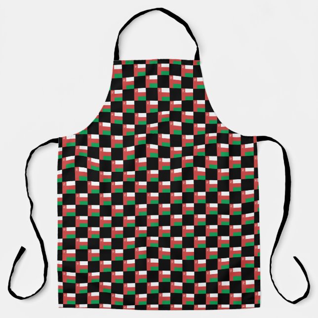 Chequered Oman Flag Pattern  Apron (Front)