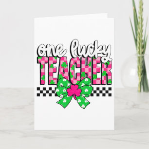 Chequered One Lucky Teacher Patricks Day Saint Pat Card