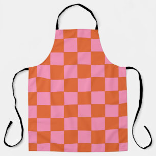 Chequered Orange and Pink  Apron