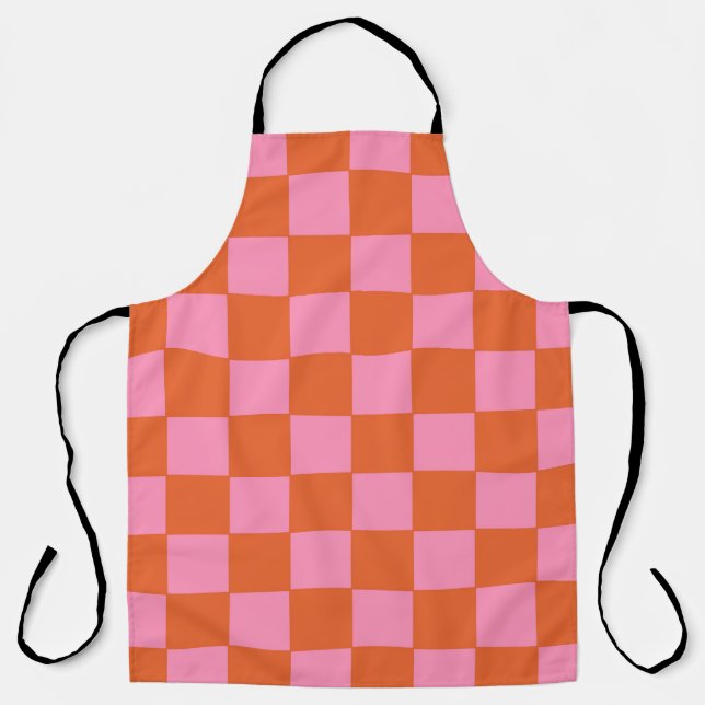 Chequered Orange and Pink  Apron (Front)