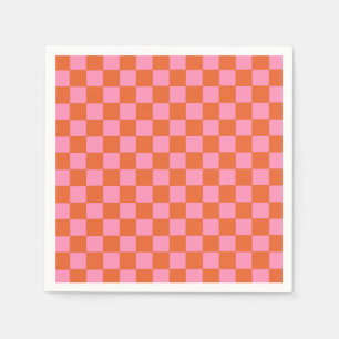 Chequered Orange and Pink Napkin