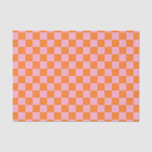 Chequered Orange and Pink Tissue Paper