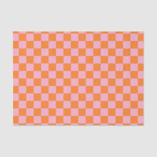 Chequered Orange and Pink Tissue Paper