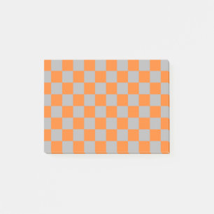 Chequered Orange and Silver Post-it Notes