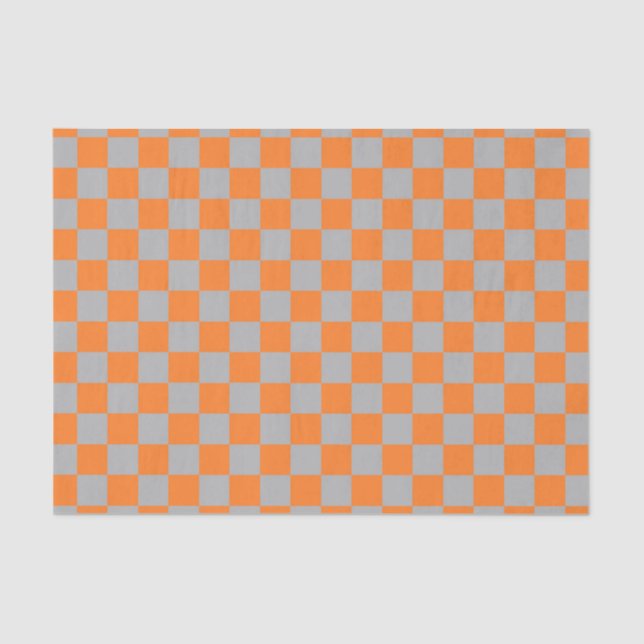 Chequered Orange and Silver Tissue Paper (Front)