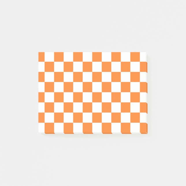 Chequered Orange and White Post-it Notes (Front)