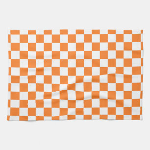 Chequered Orange and White Tea Towel