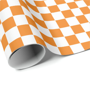 Chequered Orange and White Wrapping Paper