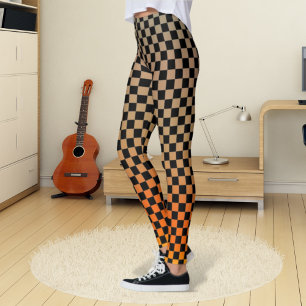 Chequered Orange Sand Sunset Leggings