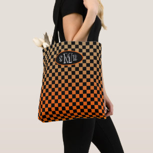 Chequered Orange Sand Sunset Tote Bag