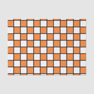 Chequered Outlined Orange and Black Tissue Paper