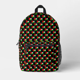 Chequered Palestine Flag Pattern Printed Backpack