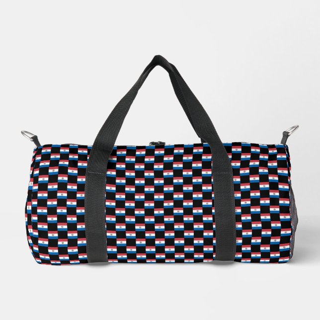 Chequered Paraguay Flag Pattern  Duffle Bag (Front)