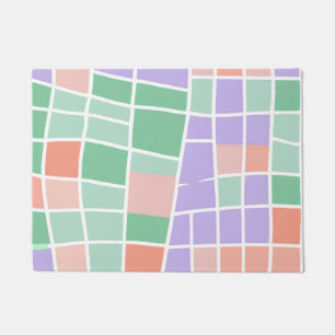 Chequered Pastel Cottagecore Spring Entryway Charm Doormat