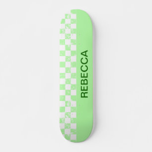 Chequered Pastel lime green Skateboard