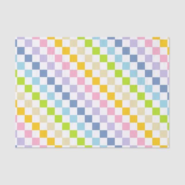 Chequered Pastel Rainbow Tissue Paper (Front)