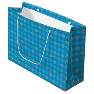 Chequered patches pattern 01 w Lblue BG Large Gift Bag