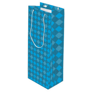 Chequered patches pattern 01 w Lblue BG Wine Gift Bag