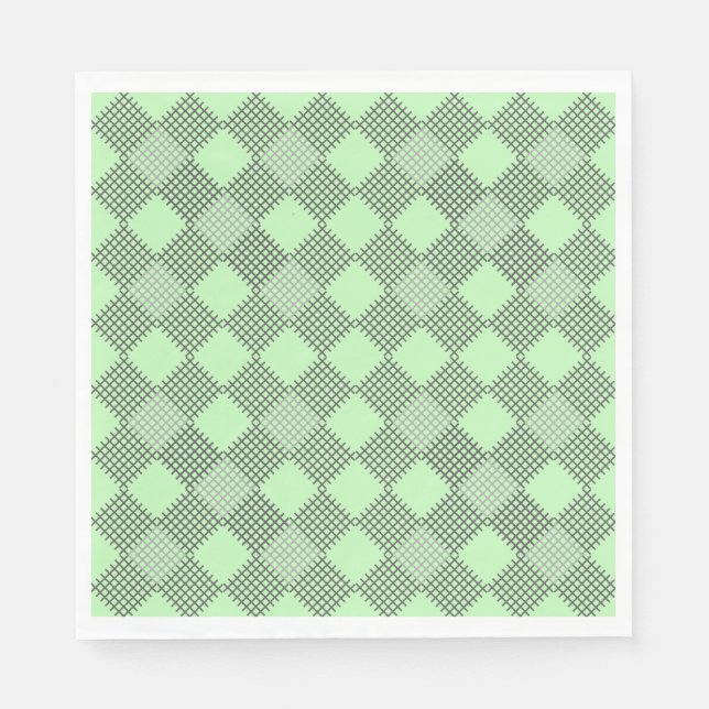 Chequered patches pattern 01 w Lgreen BG Napkin (Front)
