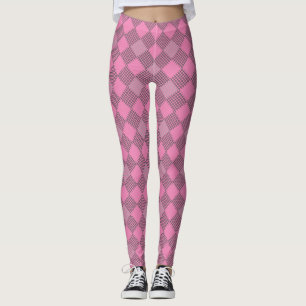 Chequered patches pattern 01 w Pink BG Leggings