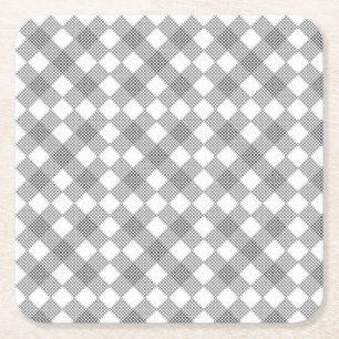 Chequered patches pattern black and white  square paper coaster