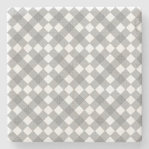 Chequered patches pattern black and white stone coaster