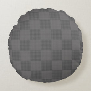 Chequered Pattern 04x4w DGrey BG Round Cushion