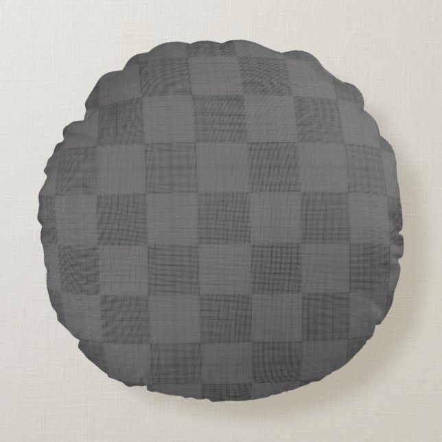 Chequered Pattern 04x4w DGrey BG Round Cushion (Front)