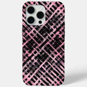 Chequered Pattern -06P.Pink Black BG iPhone 15 Pro Max Case