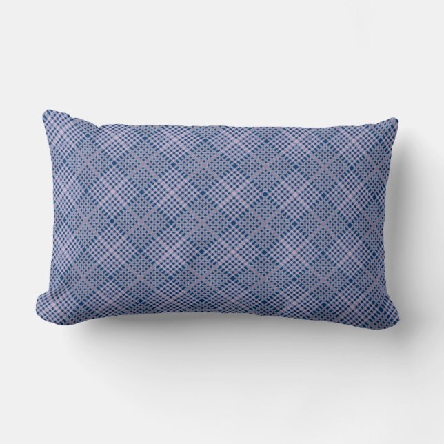 Chequered Pattern.08 Dblue BG Lumbar Cushion (Front)