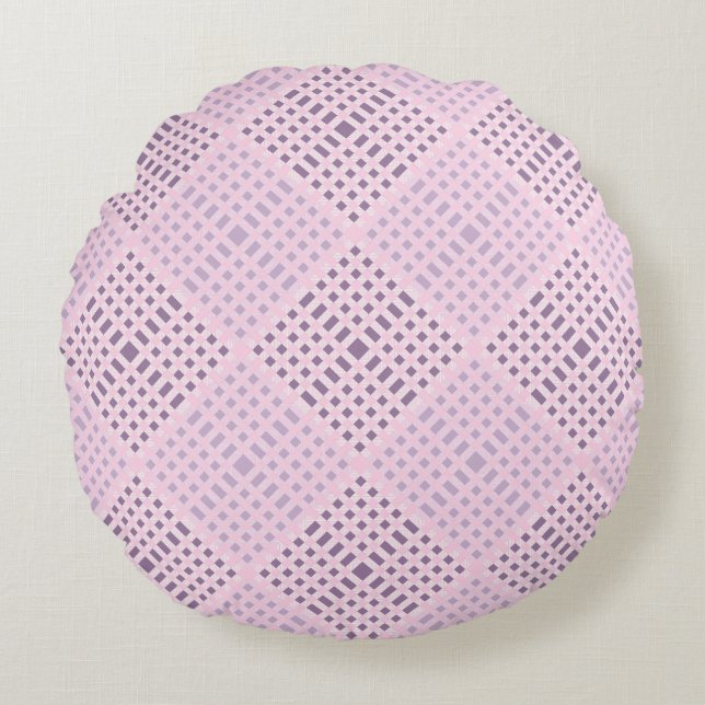 Chequered Pattern.08W Lpink BG Round Cushion (Front)