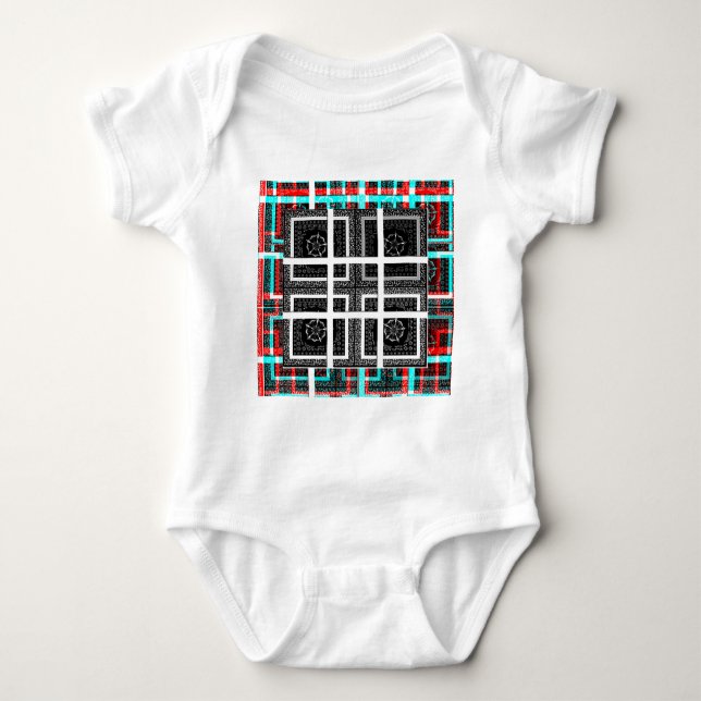 Chequered Pattern Art Print Baby Bodysuit (Front)