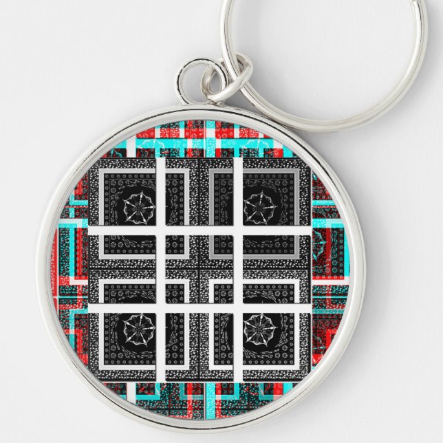 Chequered Pattern Art Print Key Ring (Front)