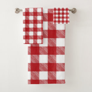 Chequered pattern bath towel set