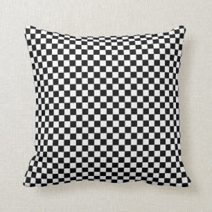 Chequered Pattern Black and White Cushion