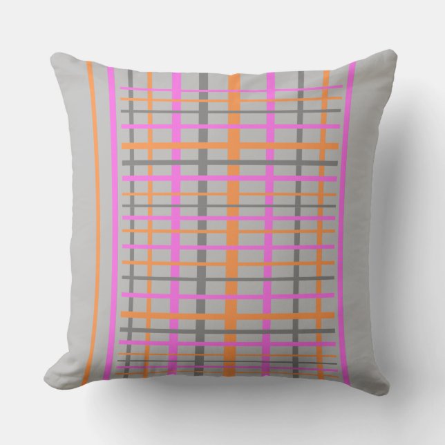 Chequered Pattern Cust. Grey Throw Pillow (Front)