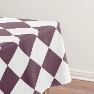 Chequered Pattern Dark Rose Pink White Retro Chic Tablecloth