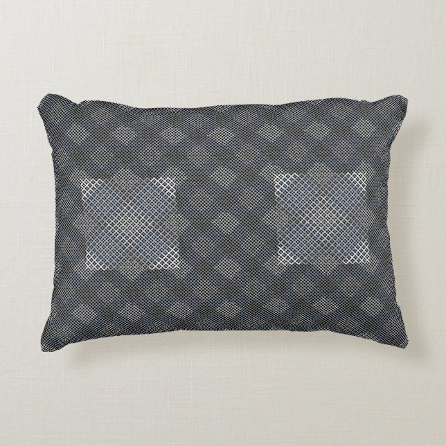 Chequered pattern diagonal 2tones.bx4x4 BLK BG Decorative Cushion (Front)