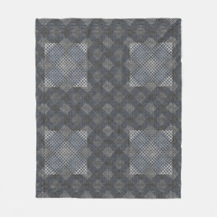 Chequered pattern diagonal 2tones.bx4x4 BLK BG Fleece Blanket